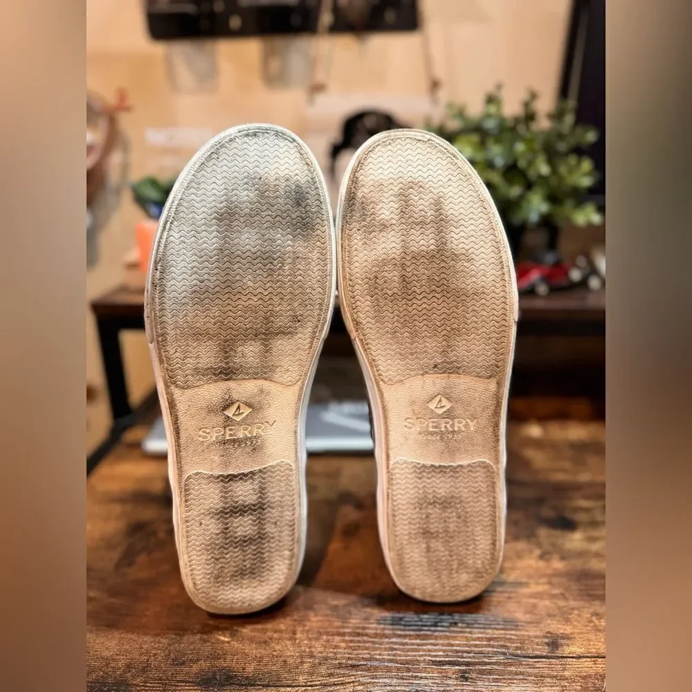 Sperry Navy Shoes w/ White Shark designs slip on size 11.5‎